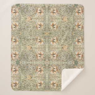 Manta Sherpa Papel pintado floral de madreselva de William Morr