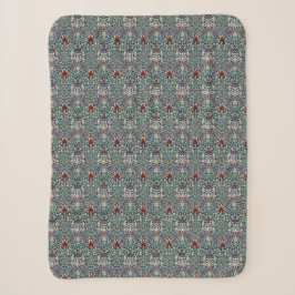 Manta Sherpa Papel pintado floral Morris Navy Blue Snakeshead