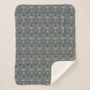 Manta Sherpa Papel pintado floral Morris Navy Blue Snakeshead