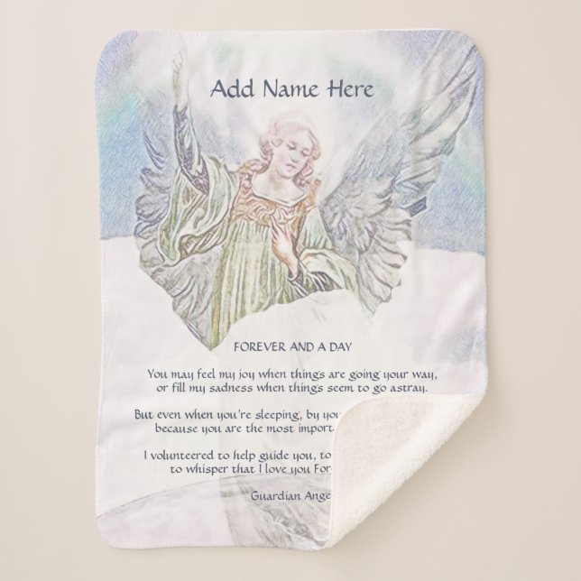 Manta Sherpa Paquete Angel Guardian personalizado (Anverso)