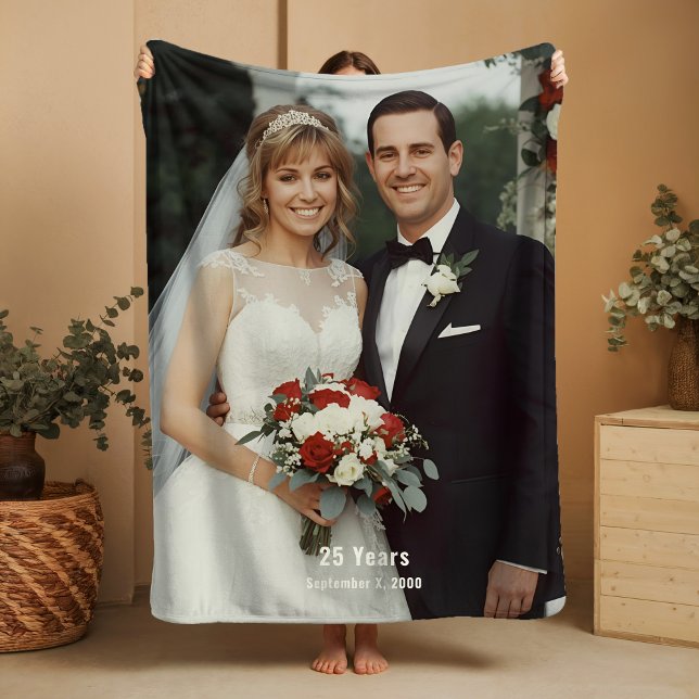 Manta Sherpa para el 25 Aniversario de Boda con Fo (Subido por el creador)