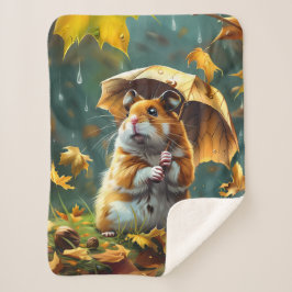 Manta Sherpa Paraguas de Hamster y Leaf