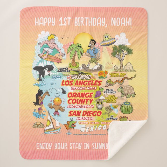 Manta Sherpa Paraíso de SoCal personalizado (Anverso)