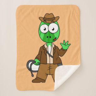 Manta Sherpa Parasaurolophus Vestido Como Indiana Jones.