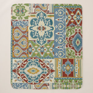 Manta Sherpa Parche Damask: Colorida cosecha turca.