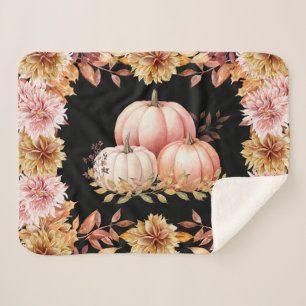 Manta Sherpa Parche de calabaza de cosecha de otoño