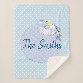 Manta Sherpa Parche Hummingbird sobre puntos de polka