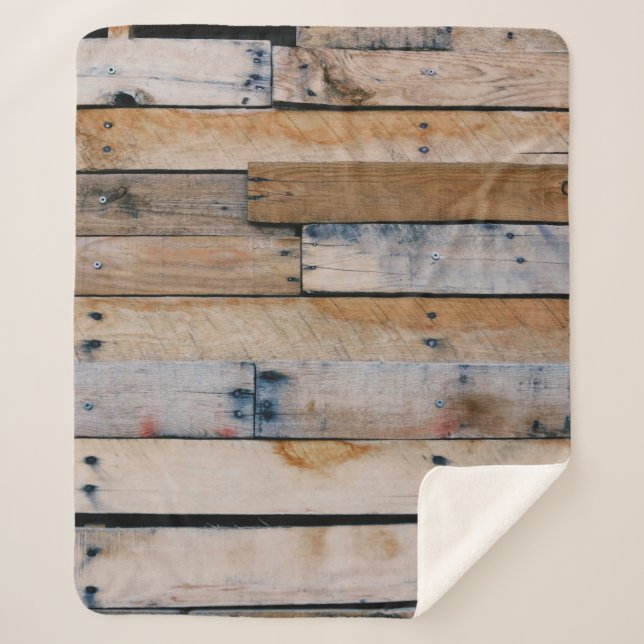 Manta Sherpa Pared de madera marrón (Anverso)