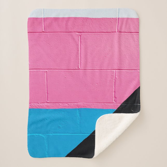 Manta Sherpa Pared rosa y azul (Anverso)