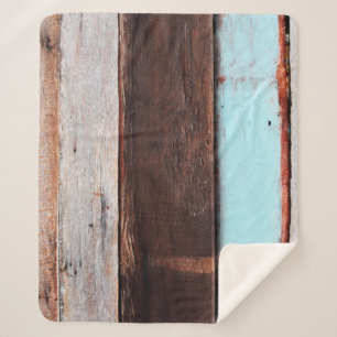 Manta Sherpa Paredes de madera gris vieja, negro, blanco, table