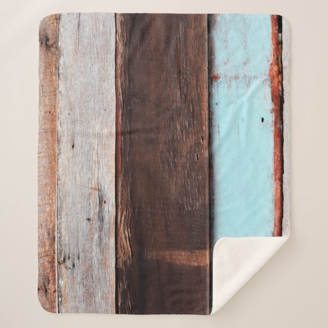 Manta Sherpa Paredes de madera gris vieja, negro, blanco, table (Anverso)