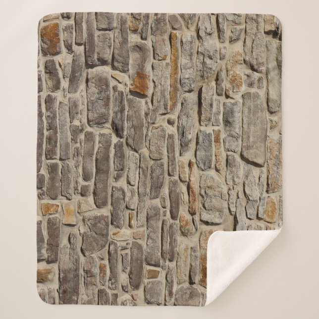 Manta Sherpa Paredes de piedra rústica, decoración texturizada (Anverso)