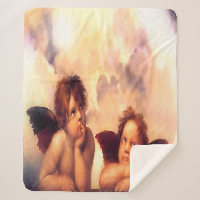 Manta Sherpa Pareja de ángeles Putti (Anverso)