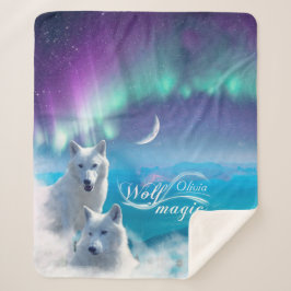 Manta Sherpa Pareja de lobos blancos Personalizada