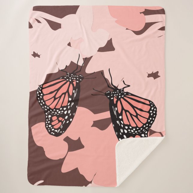 Manta Sherpa Pareja de mariposa monarca de alimentación de colo (Anverso)