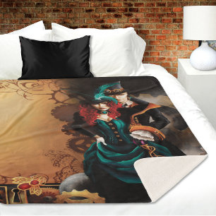 Manta Sherpa Pareja Victoriana Steampunk Elegancia Romance