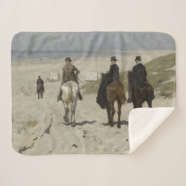 Manta Sherpa Paseo a caballo por la playa (por Anton Mauve) (Anverso (horizontal))