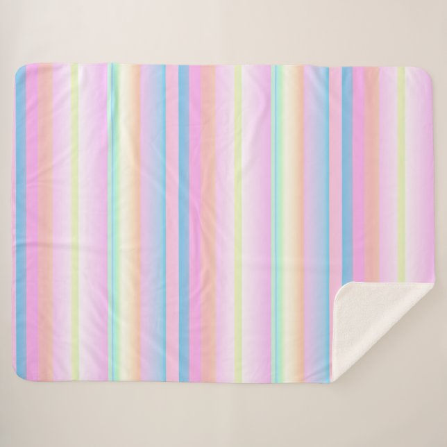 Manta Sherpa Pastel colores lindos rayados (Anverso (horizontal))