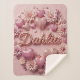 Manta Sherpa Pastel Dahlia Bloom Art with Hearts