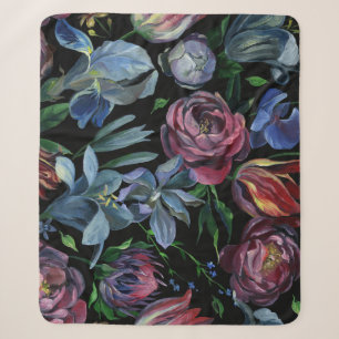 Manta Sherpa Pastel de aceite floral: patrón sin foco