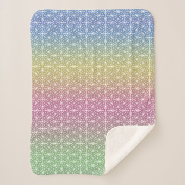 Manta Sherpa Pastel de arcoiris tradicional japonés de Asanoha (Anverso)