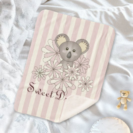 Manta Sherpa Pastel de raya rosa lindo bebé Chicas Koala niños