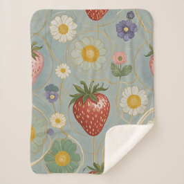 Manta Sherpa Pastel Floral y Berry Delight