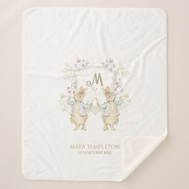 Manta Sherpa Pastel Peter el Conejo Monograma Gemelos Baby Show