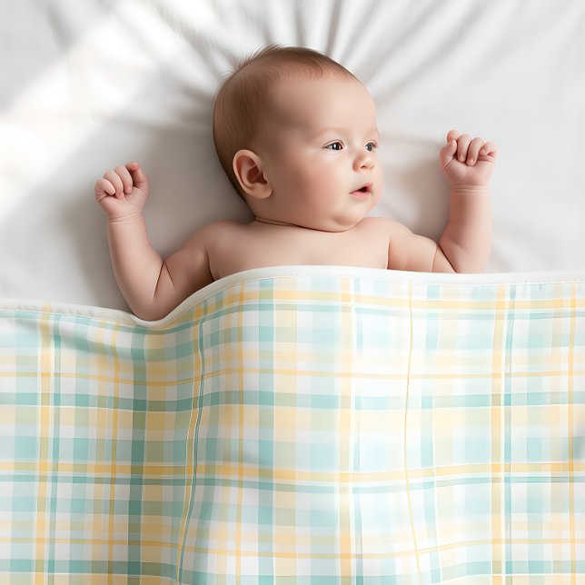 Manta Sherpa Pastel Plaid Baby's First Christmas (Subido por el creador)