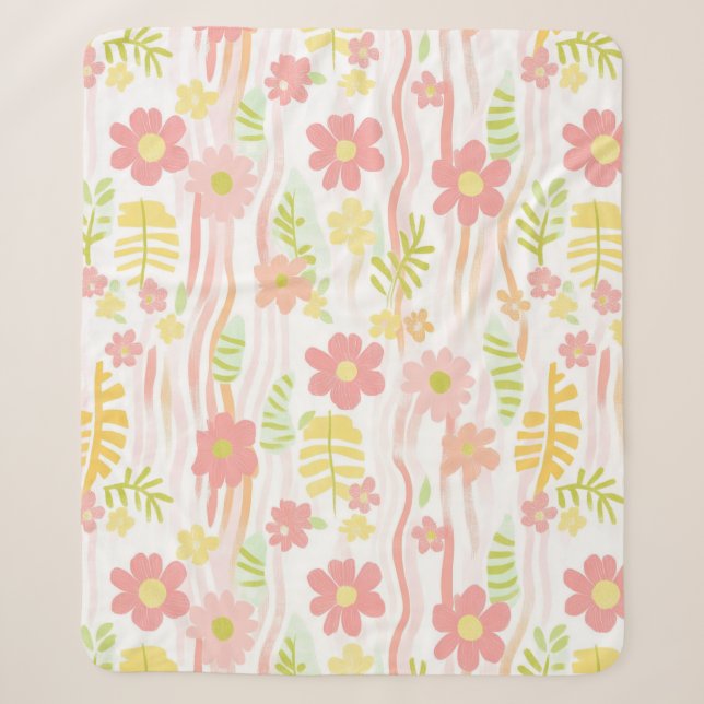 Manta Sherpa Pastel Retro Floral (3) (Anverso)