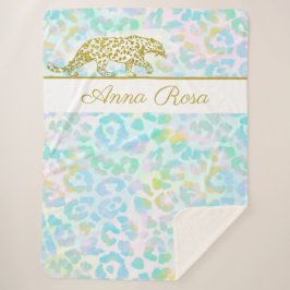 Manta Sherpa *~* Pastel Tie Dye Gold Leopard Spots Sherpa Blank