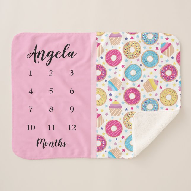 Manta Sherpa Pasteles y donuts hito foto Sherpa Blanket (Anverso (horizontal))
