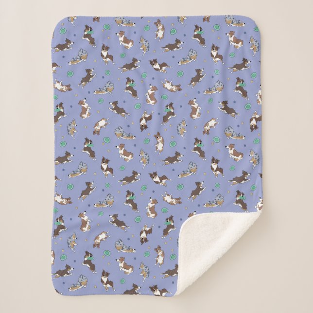 Manta Sherpa Pastor Australiano Jugando Diversión (Anverso)