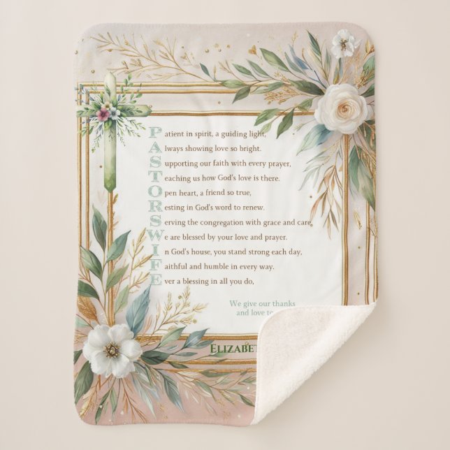 Manta Sherpa ✝️ Pastor's Wife Wives regalo de agradecimiento (Anverso)