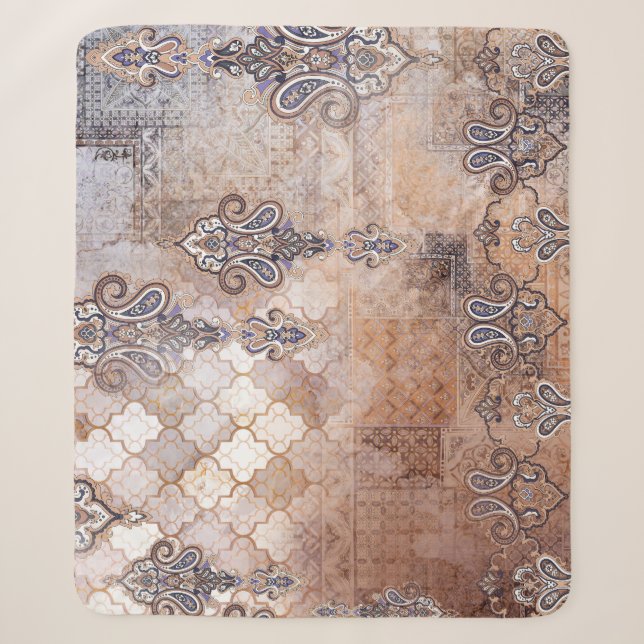 Manta Sherpa Patchwork Paisley (Anverso)