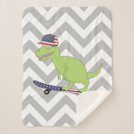 Manta Sherpa Patinaje de Dinosaurios de Bandera Americana