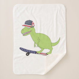 Manta Sherpa Patinaje de Dinosaurios de Bandera Americana