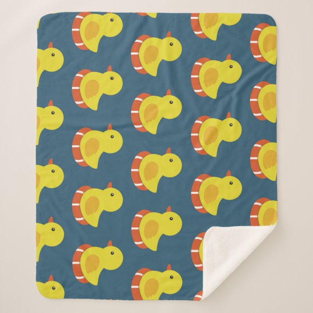 Manta Sherpa Pato de goma amarillo, lindo, sin costuras. (Anverso)