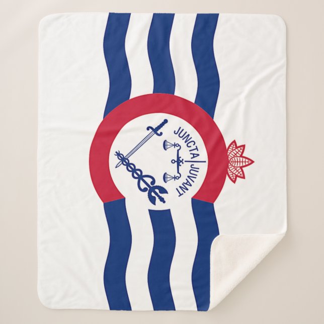Manta Sherpa Patriotic Sherpa Blanket con bandera de Cincinnati (Anverso)