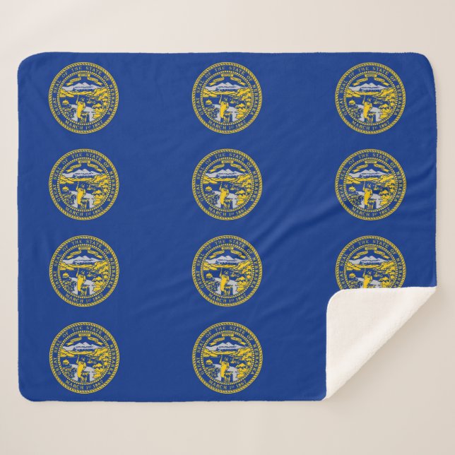Manta Sherpa Patriotic Sherpa Blanket con bandera de Nebraska (Anverso (horizontal))