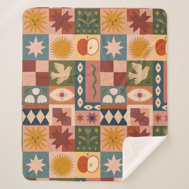 Manta Sherpa Patrocinio celeste bohemio con símbolos místicos (Anverso)