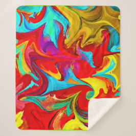 Manta Sherpa Patrón abstracto colorido y vivo