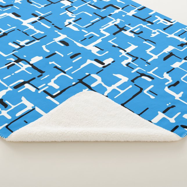 Manta Sherpa Patrón abstracto de blanco azul y negro (3/4)
