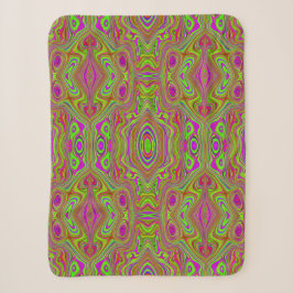 Manta Sherpa Patrón abstracto de magenta de croquis retro tripp