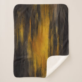 Manta Sherpa Patrón abstracto de negro y oro