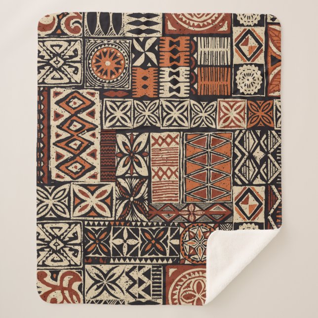 Manta Sherpa Patrón abstracto de tela tribal de tapa de estilo  (Anverso)