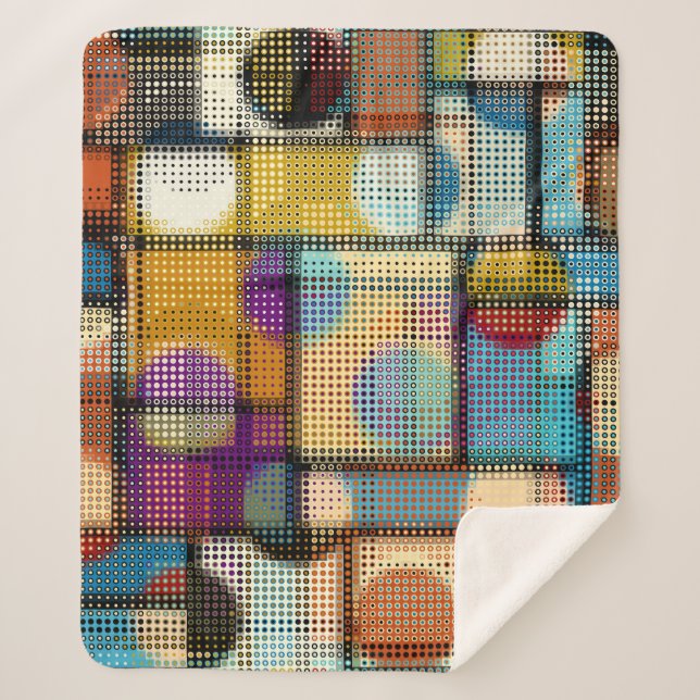 Manta Sherpa Patrón abstracto geométrico en imágenes de píxeles (Anverso)