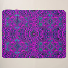 Manta Sherpa Patrón abstracto magenta y negro retro alucinante