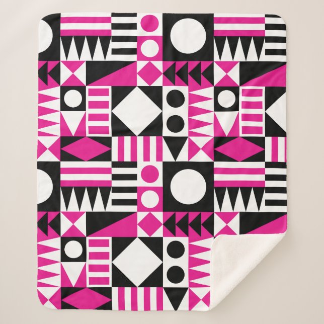 Manta Sherpa Patrón abstracto moderno de mediados de siglo. (Anverso)