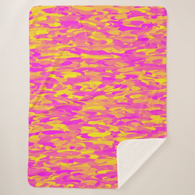 Manta Sherpa Patrón abstracto Naranja amarillo rosado (Anverso)